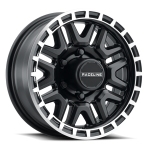 Raceline 953BM Krank 15x5in / 5x114.3 BP / 0mm Offset / 3.19mm Bore - Black & Machined Wheel