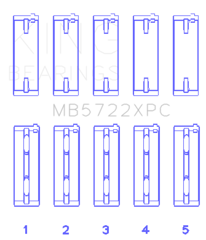 King Engine Bearings Mitsubishi 4B11T EVO X 2007+ (Size 0.25) Coated Performance Main Bearing Set