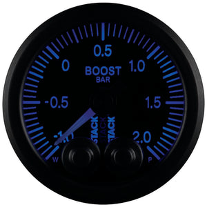 Autometer Stack 52mm -1 to +2 Bar (Incl T-Fitting) Pro-Control Boost Pressure Gauge - Black