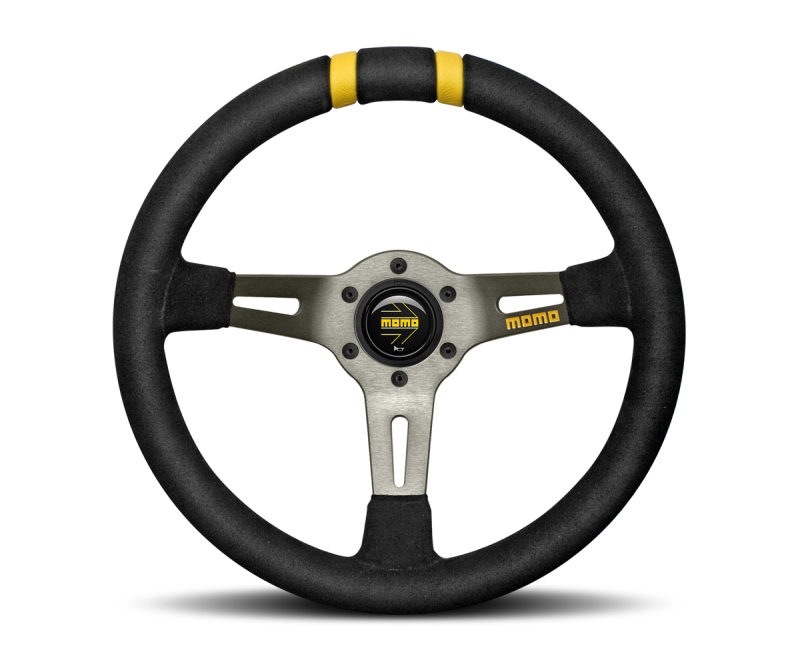 Momo MODDRIFT Steering Wheel 330 mm - Black Suede/Anthracite Spokes/2 Stripes