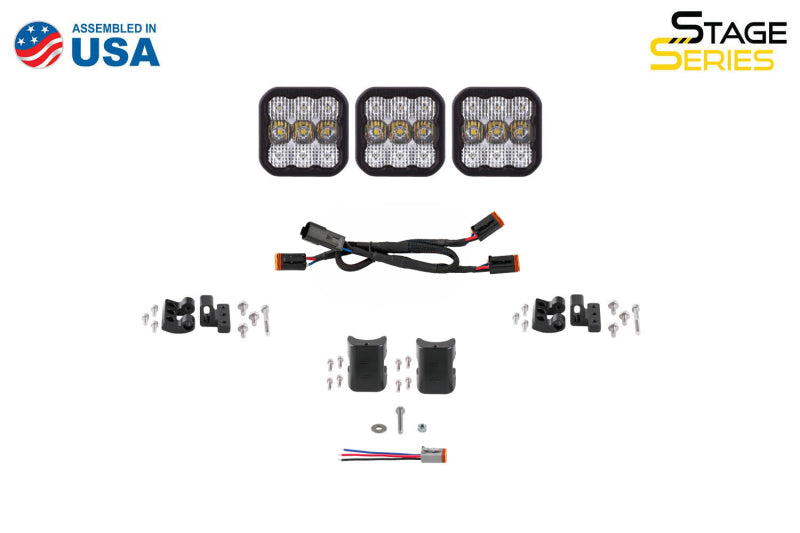 Diode Dynamics SS5 Pro Universal CrossLink 3-Pod Lightbar - White Driving