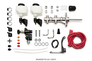 Wilwood Tandem Remote M/C Kit w L/H Bracket & Prop Valve - 15/16in Bore Ball Burnished-W/Pushrod