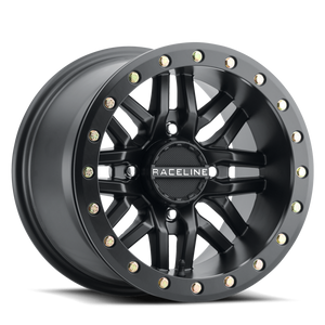 Raceline A91B Ryno 15x7in / 4x156 BP / 10mm Offset / 132.5mm Bore - Satin Black Beadlock Wheel