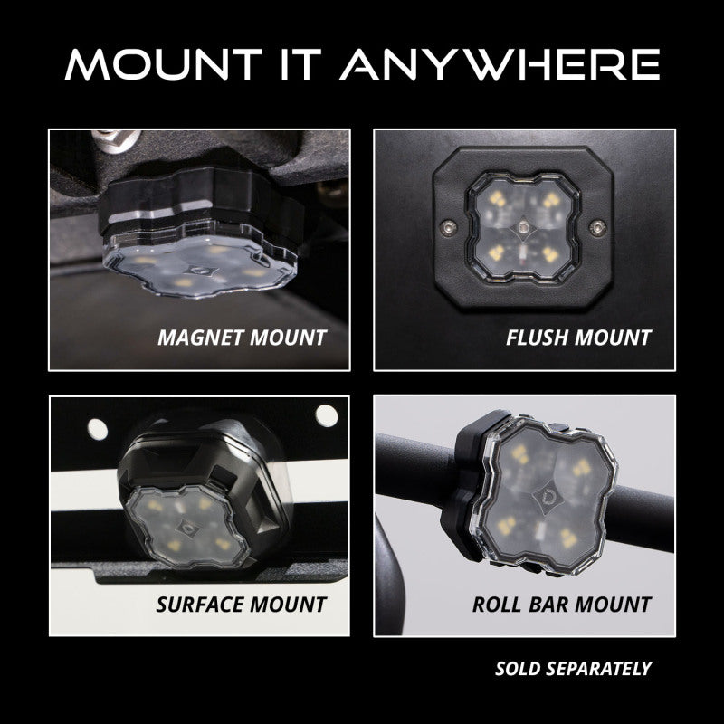 Diode Dynamics Stage Series SXS Rock Light Installer Kit - RGBW M8 (8-pack)