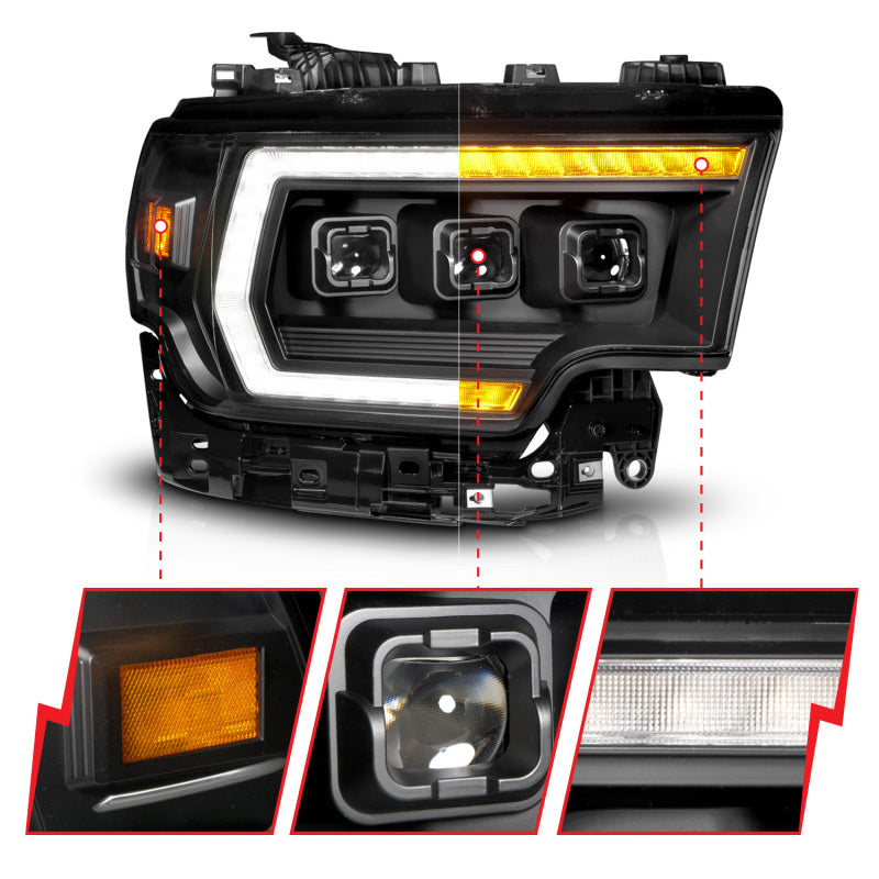 ANZO 19-24 RAM 2500/3500 Z-Series Full LED Proj Headlights DRL/Init/SeqSig - Pass. Side ONLY