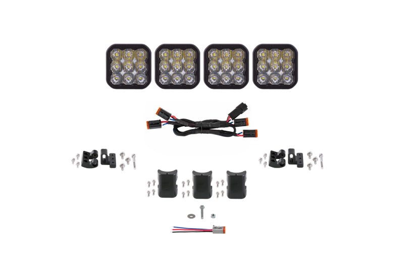 Diode Dynamics SS5 Pro Universal CrossLink 4-Pod Lightbar - White Driving