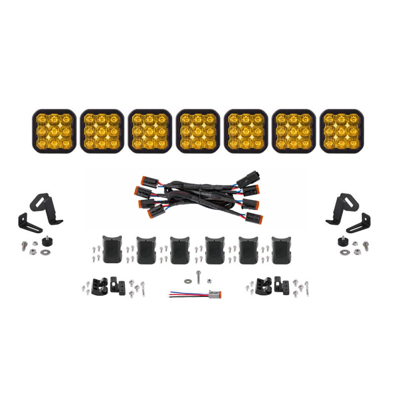 Diode Dynamics SS5 Sport Universal CrossLink 7-Pod Lightbar - Yellow Driving