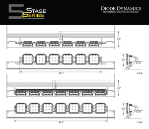 Diode Dynamics Prinsu/Sherpa Roof Racks- SS5 7-Pod CrossLink Mounting Kit Sport White Driving