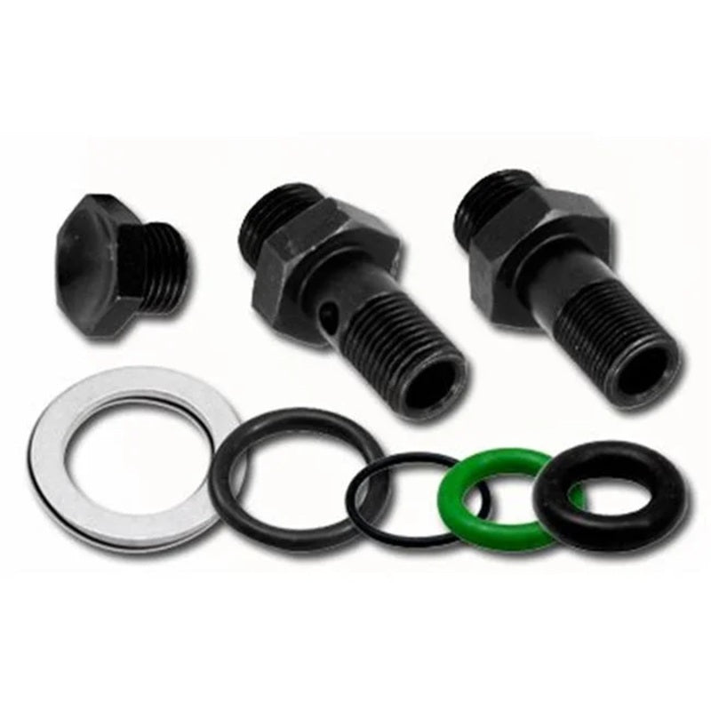 AEM High Volume Fuel Rail Banjo Fitting w/ Hole - Male -6AN ORB thread (9/16in -18)