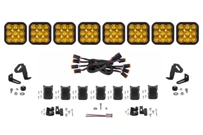 Diode Dynamics SS5 Sport Universal CrossLink 8-Pod Lightbar - Yellow Driving
