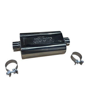 Kooks 2.5in Oval Clamp In Muffler 12in Long Body Polished Stainless Steel