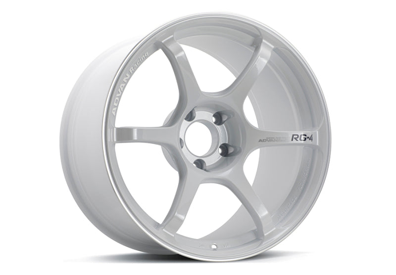 Advan RG-4 18x7.5 +47 5x114.3 Racing White Metallic and Ring Wheel