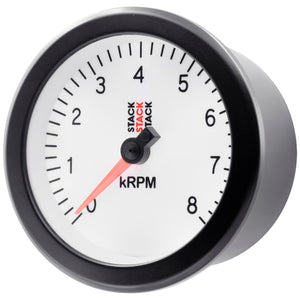 Autometer Stack Sport 88mm 0-8K RPM Tachometer - White
