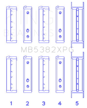 King Subaru EJ20/EJ22/EJ25 (For Thrust in #5 Position) Tri-Metal Perf Main Bearing Set - Size +0.5mm