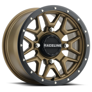 Raceline A94BZ Krank 14x7in / 4x156 BP / 38mm Offset / 132.5mm Bore - Bronze & Black Lip Wheel