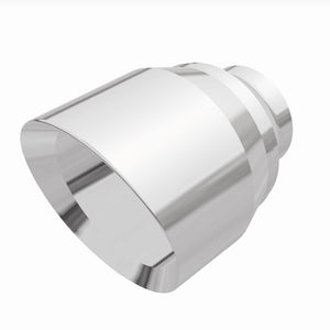 MagnaFlow Tip Stainless Double Wall Round Single Outlet Polished 4.5in DIA 2.5in Inlet 5.75in Length