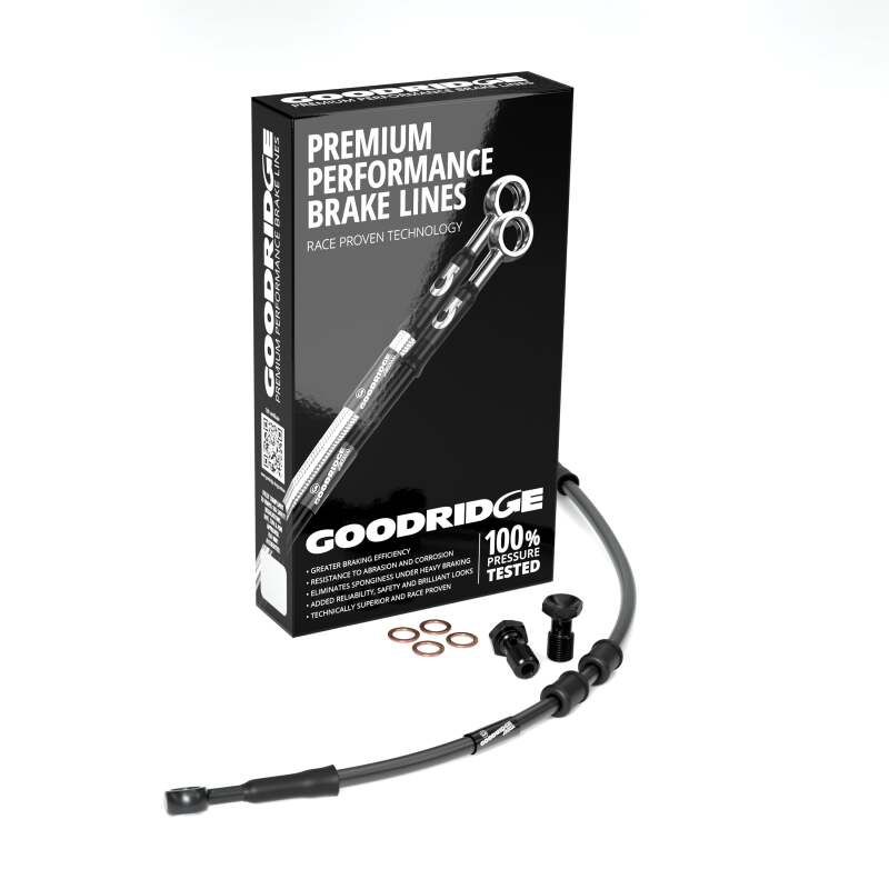 Goodridge 04-07 HD FLHRS Road King -2in Black Brake Line Kit w/Black Fittings