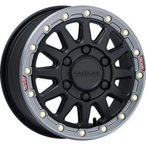 Raceline A14BG Alpha 17x7in/5x114.3 BP/40mm Offset/68mm Bore- Blk & Gunmetal Ring Beadlock Wheel
