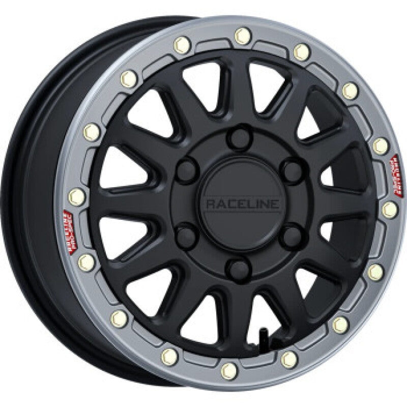 Raceline A14BG Alpha 17x7in/5x114.3 BP/25mm Offset/68mm Bore- Blk & Gunmetal Ring Beadlock Wheel