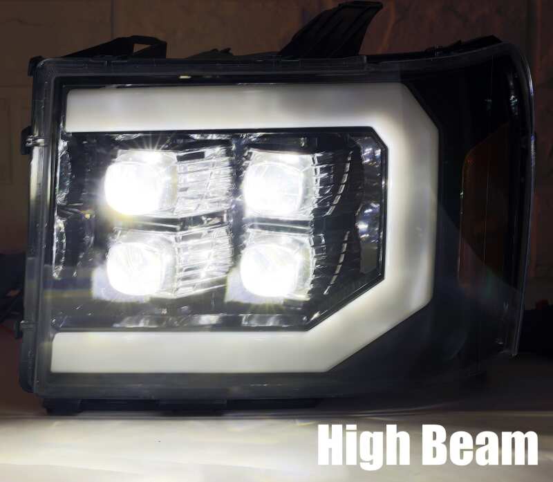 AlphaRex 07-13 GMC 1500HD NOVA LED Proj Headlight Plank Style Gloss Blk w/Activ Light/Seq Signal/DRL