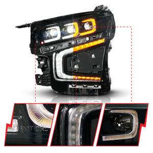 ANZO 21-23 Chevy Tahoe/Suburban LED Light Bar Style Headlights Black w/ Sequential DRL (Right Side)