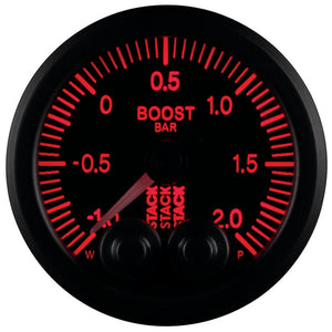 Autometer Stack 52mm -1 to +2 Bar (Incl T-Fitting) Pro-Control Boost Pressure Gauge - Black