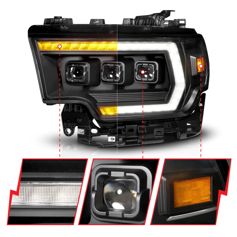 ANZO 19-24 RAM 2500/3500 Z-Series Full LED Proj Headlights DRL/Init/SeqSig - Driver Side ONLY