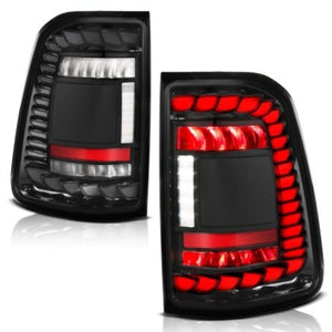 ANZO 19-24 RAM 1500 (Factory Halogen Models) Full LED Tail Lights SeqSig Black - Pair
