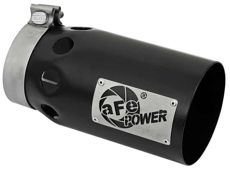 aFe Rebel XD Series Universal Exhaust Tip 4 IN Inlet x 5 IN Outlet x 10 IN L- Black Right Side Exit