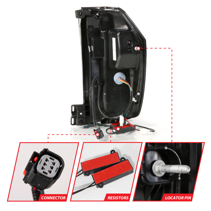 ANZO 21-24 Chevy Suburban/Tahoe Full LED Tail Lights SeqSig Black - Pair