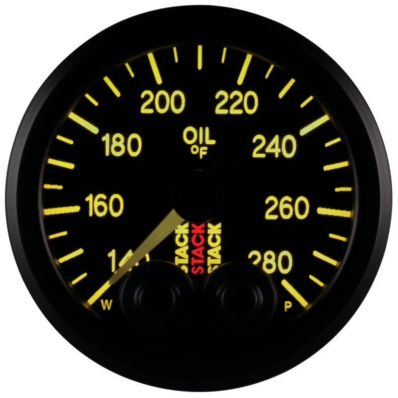 Autometer Stack Instruments 52mm 140-280 Deg F 1/8in NPTF Male Pro Control Oil Temp Gauge - Black