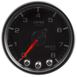 Autometer Spek-Pro Gauge Tach 2 1/16in 11K Rpm W/ Shift Light & Peak Mem - Blk/Blk