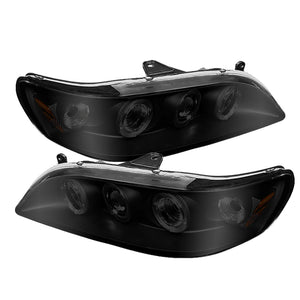 Spyder Honda Accord 98-02 1PC Projector Headlights LED Halo Amber Reflector Blk PRO-YD-HA98-AM-BK
