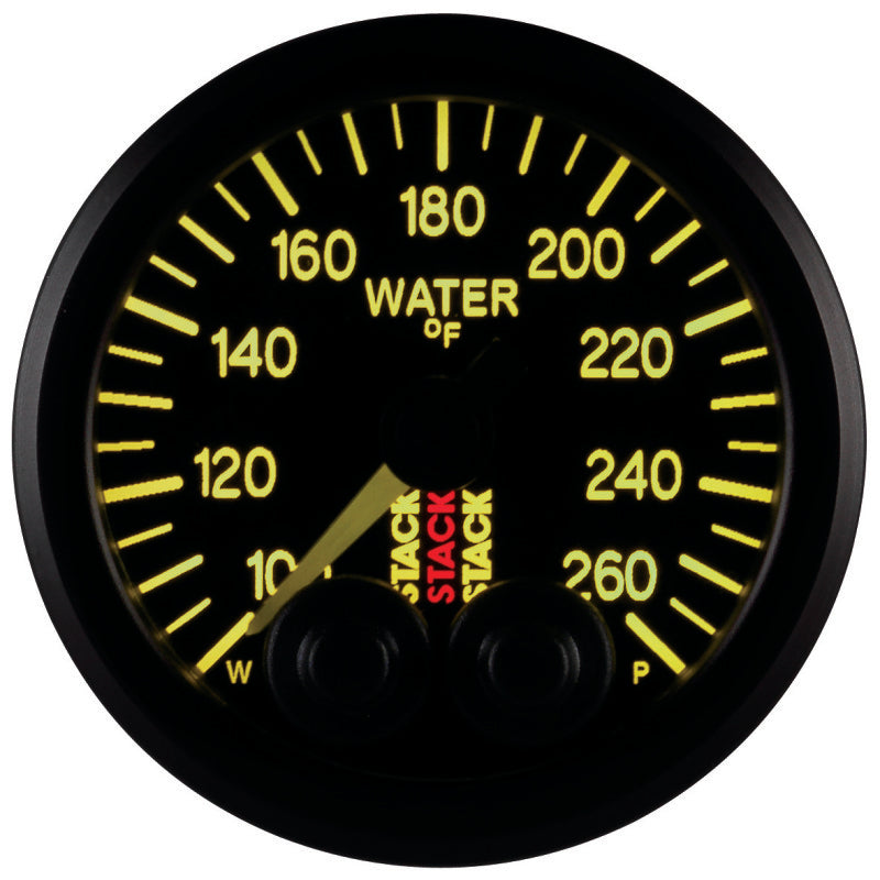 Autometer Stack Pro Control 52mm 100-260 deg F Water Temp Gauge - Black (1/8in NPTF Male)