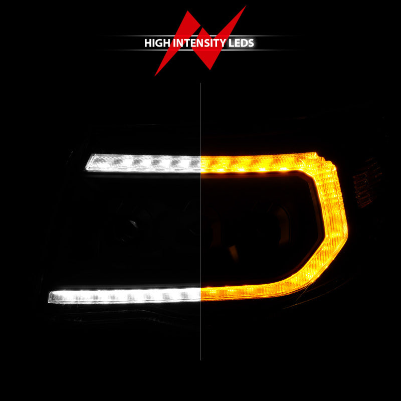ANZO 05-11 Toyota Tacoma Full LED Projector Headlights White DRL/Init/SeqSig Black - Pair
