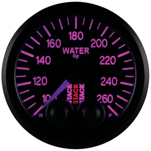 Autometer Stack Pro Control 52mm 100-260 deg F Water Temp Gauge - Black (1/8in NPTF Male)