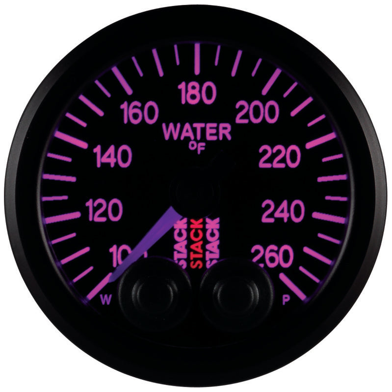Autometer Stack Pro Control 52mm 100-260 deg F Water Temp Gauge - Black (1/8in NPTF Male)