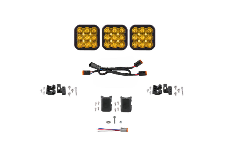 Diode Dynamics SS5 Sport Universal CrossLink 3-Pod Lightbar - Yellow Driving