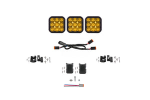Diode Dynamics SS5 Pro Universal CrossLink 3-Pod Lightbar - Yellow Driving