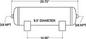 Firestone Air Tank 5 Gallon 9.5in. x 20.7in. Length (2) 3/8in. NPT 150 PSI Max - Black (WR17609231)