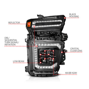 ANZO Z-Series 20-23 Chevy Silverado 2500/3500 Z-Series Full LED Proj Headlights Black - Pass. Side