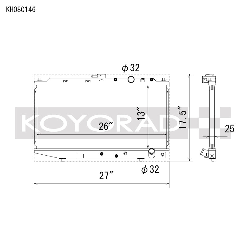 Koyo 88-91 Honda Civic / CRX EF Chassis w/B-Series (Manual Transmission) All-Aluminum Radiator