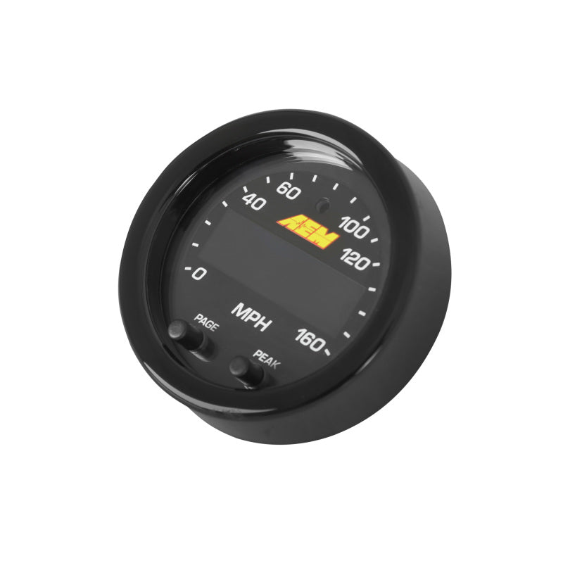 AEM X-Series 0-160 MPH Black Bezel w/ Black Face GPS Speedometer Gauge