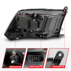 ANZO 09-19 Dodge RAM 1500 / 10-18 2500/3500 LED Proj Headlights SeqSig Chrome - Pair