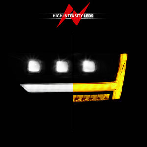 ANZO 19-24 RAM 1500 (New Body/OE Halogen) Full LED Proj Headlights DRL/SeqSig Black - Driver Side