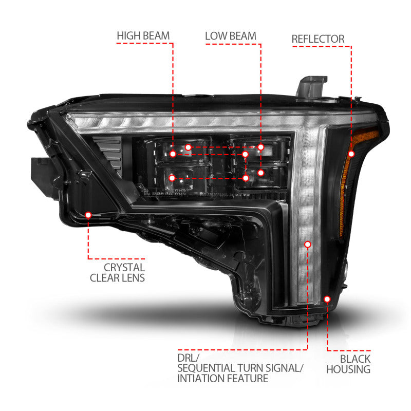 ANZO 22-24 Toyota Tundra (w/Factory LED Refl.) Z-Series Full LED Proj Headlights - Pass. Side ONLY