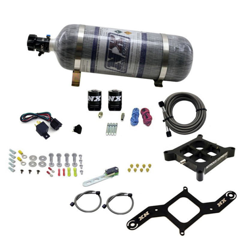 Nitrous Express 4150 Single Entry Crossbar Plate Pro-Power Nitrous Kit (100-500HP) w/Comp Bottle