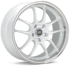 Enkei PF01SS 17x9 5x114.3 48mm Offset 75mm Bore Diameter White with Machined Lip Wheel