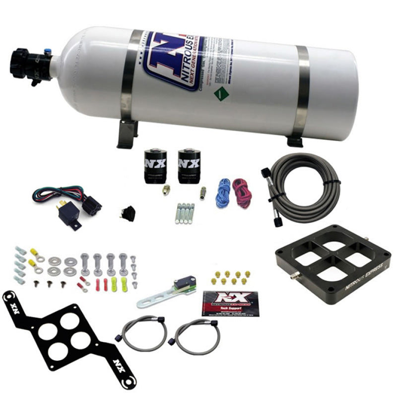 Nitrous Express Dry Dual Stage Billet Crossbar Plate System 100-1000hp (4500 Flange) w/15lb Bottle