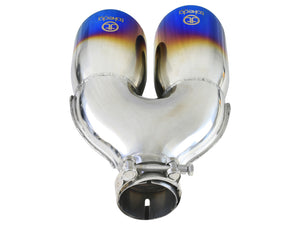 aFe Takeda 2.5in 304 Stainless Steel Clamp-on Exhaust Tip Passenger Side 2.5in Inlet 4inDual - Blue
